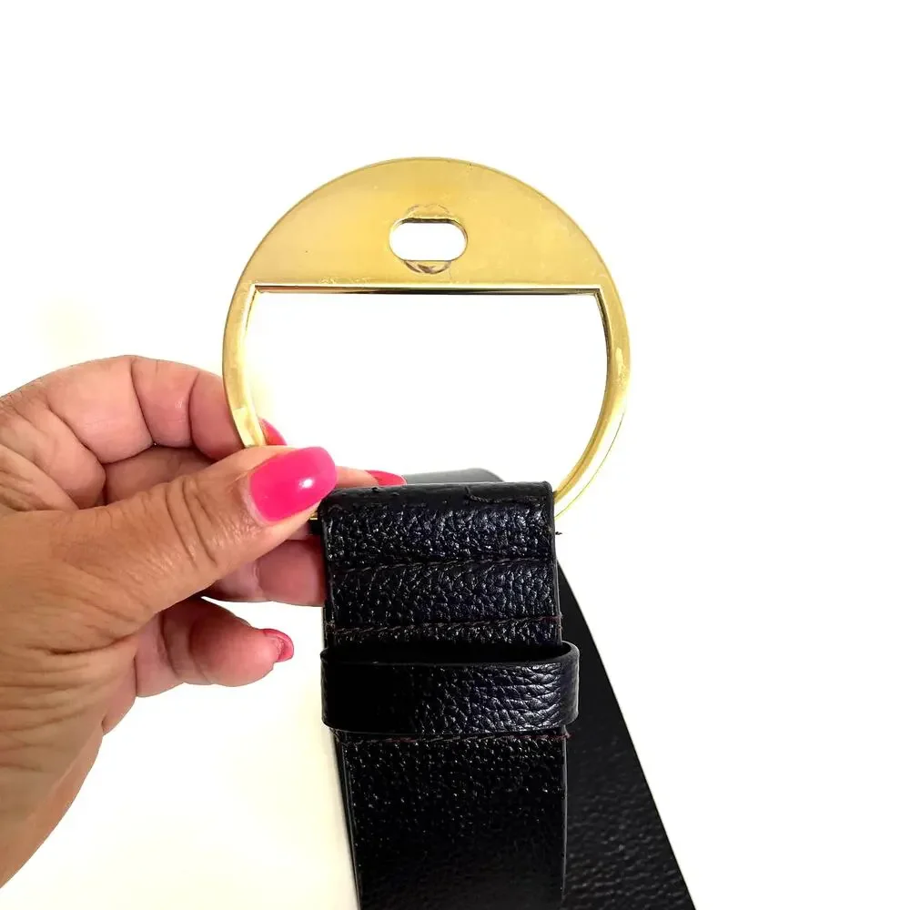 Vintage Womens Faux Leather Belt Size S Brown Oversized Western Boho Concert‎